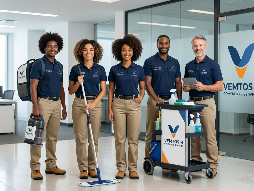 Equipa VJ Limpeza em ambiente industrial